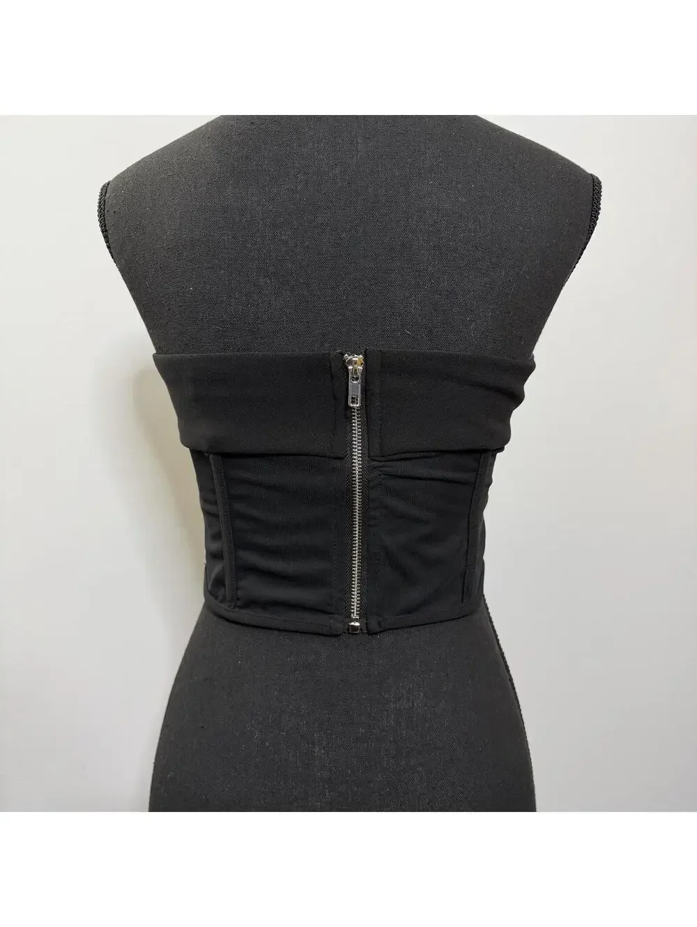 Alive Girl Black Strapless Corset Tube Top Zip Back Baddie Size 10 - Picture 2 of 6